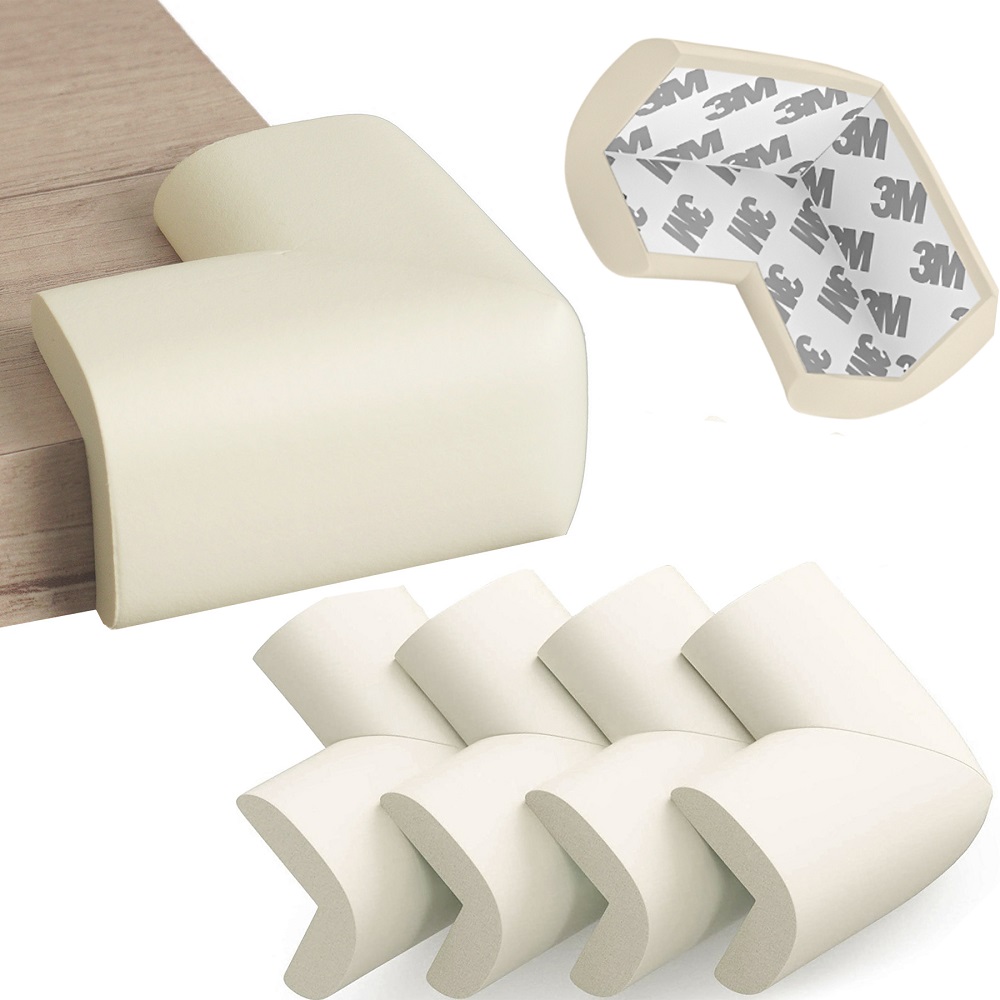 Set 4 aparatori moi pentru colturi, din spuma groasa, fixare cu adeziv puternic 3M, fara urme, Crem, Sipo - imagine 7