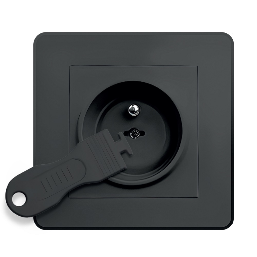 Set 12 capace de protectie pentru prize, cu doua cheite, Negru, Sipo - imagine 5