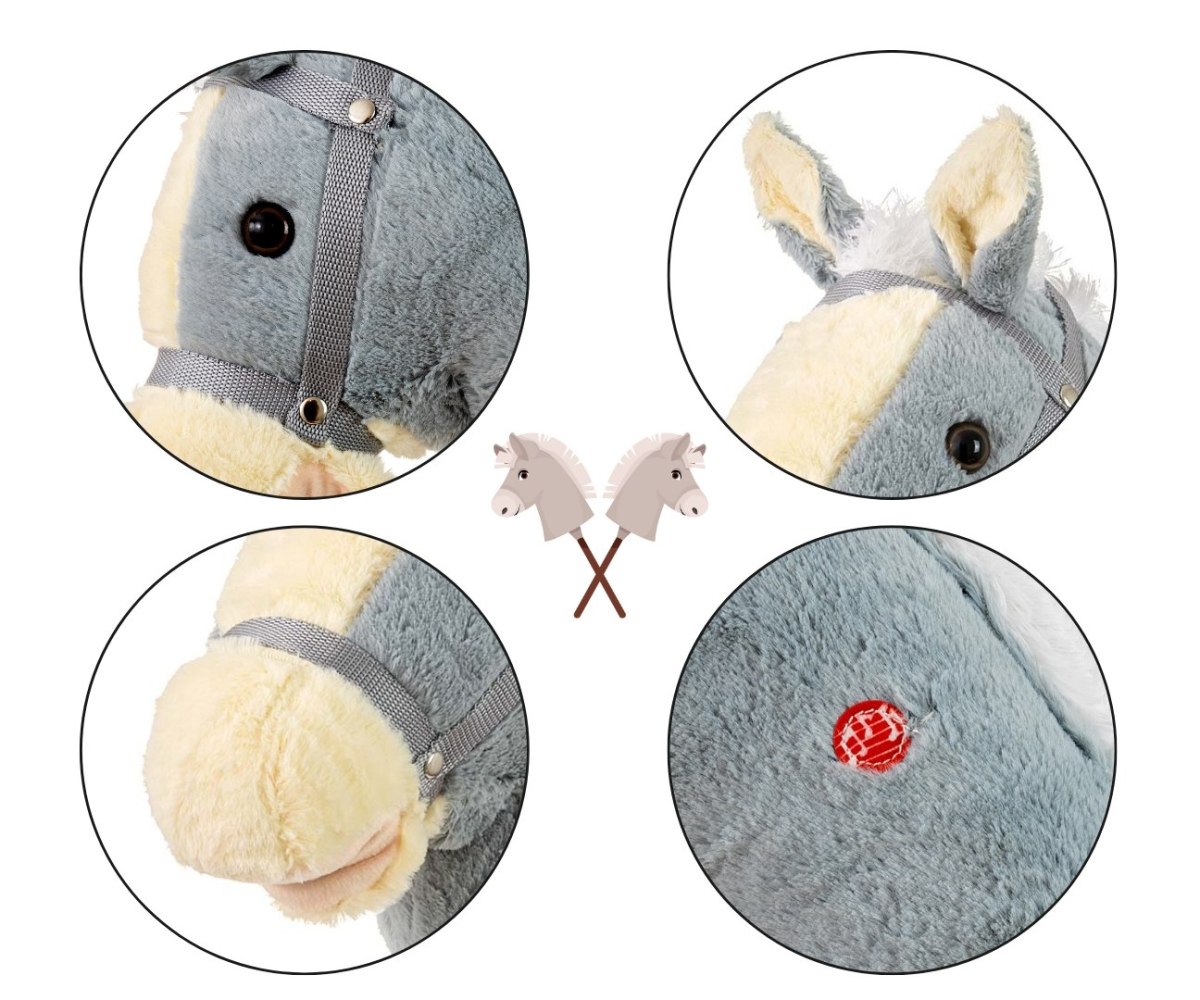 Calut de jucarie cu miscare si sunete, Hobby Horse, Grey, Milly Mally - imagine 7