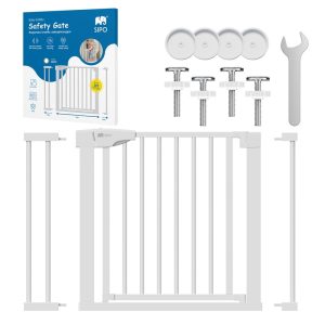 Poarta de siguranta pentru scari SIPO, White, operare cu o mana, 75-103 cm