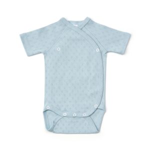 Body cu maneca scurta nou-nascut, din bumbac cu model pointelle, blue