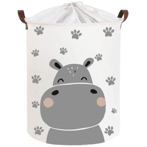 Cos Pliabil Pentru Jucarii, Rufe, Bumbac Canvas, Impermeabil, SIPO, 35x42 cm, Bumbac, 43l, Hippo