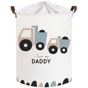 Cos Pliabil Pentru Jucarii, Rufe, Bumbac Canvas, Impermeabil, SIPO, 35x42 cm, Bumbac, 43l, Love Daddy
