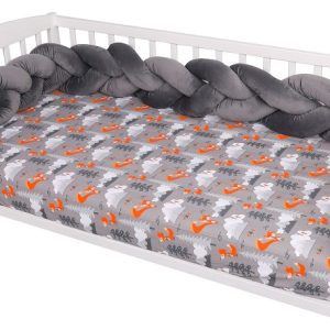 Protectie impletita pentru patut, Bumper din Velvet, 180 cm, Cloudy Grey