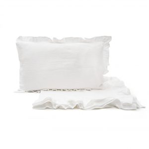 Lenjerie din muselina premium pentru patut, cu volanas