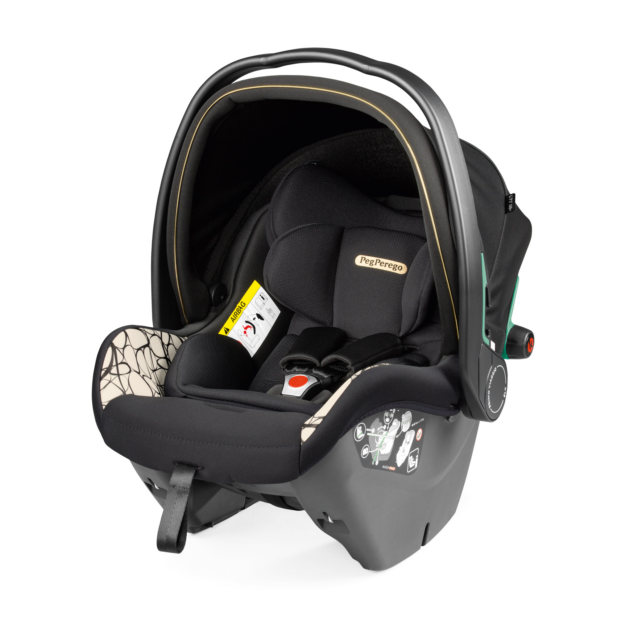 Carucior 3 in 1 Peg Perego Book, SLK, 0 - 22 kg, Graphic Gold, Negru / Bej - imagine 3