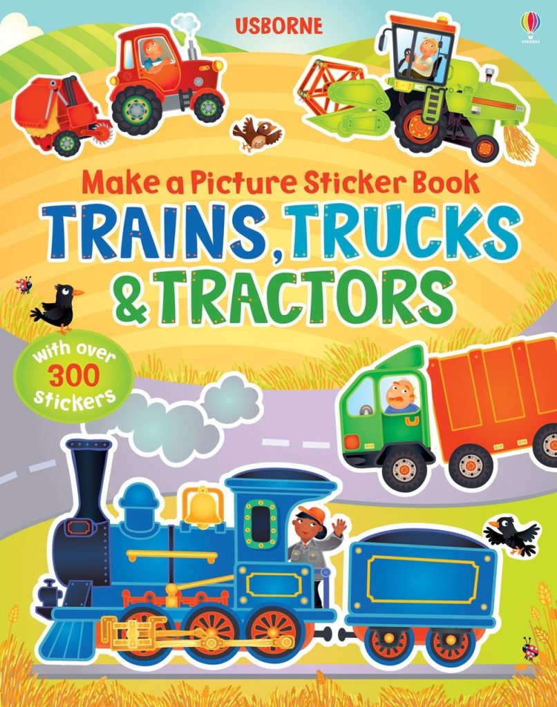 Carte cu stickere Make a Picture Trains