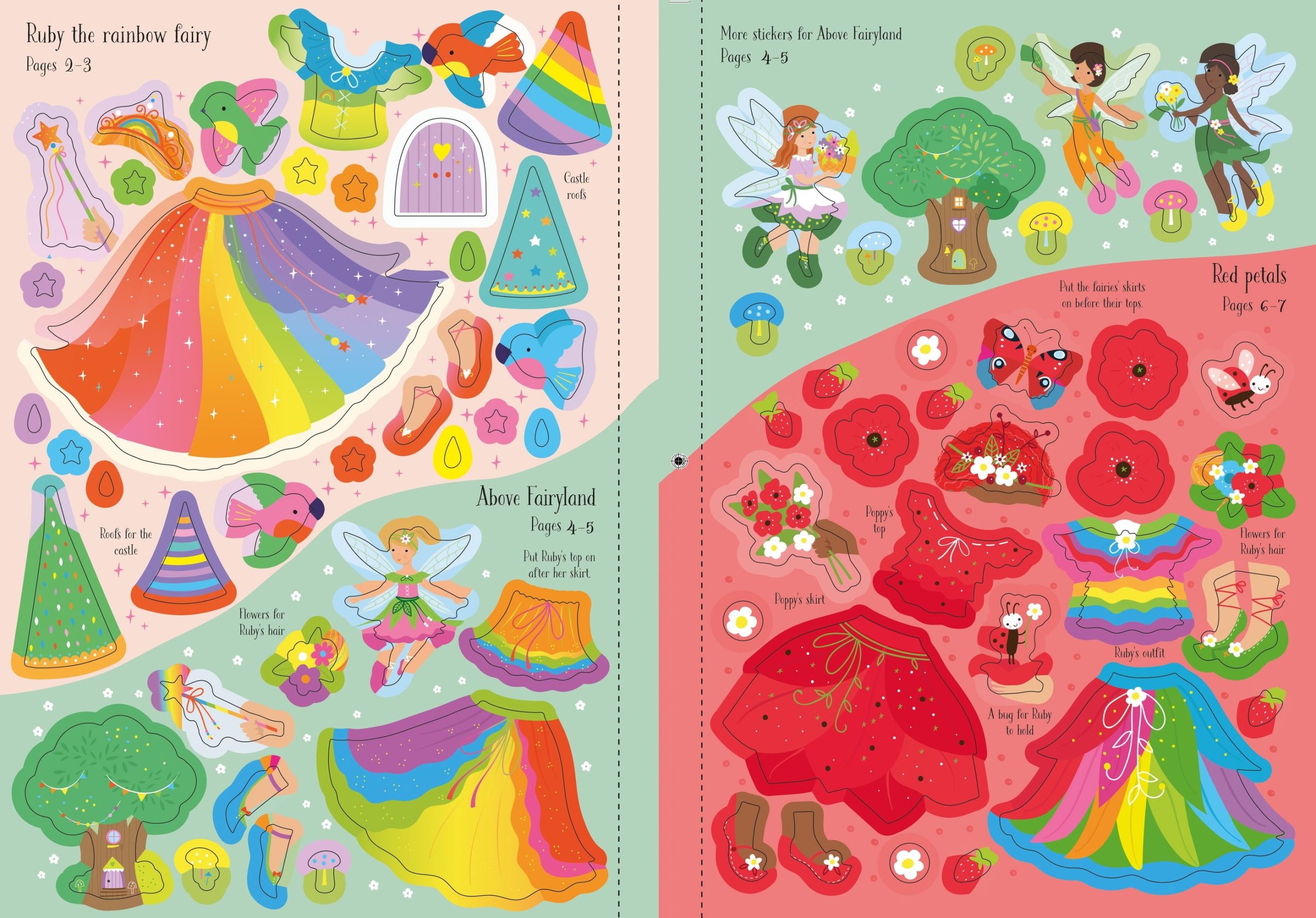 Carte cu stickere little Dolly Dressing Rainbow Fairy, Usborne - imagine 3