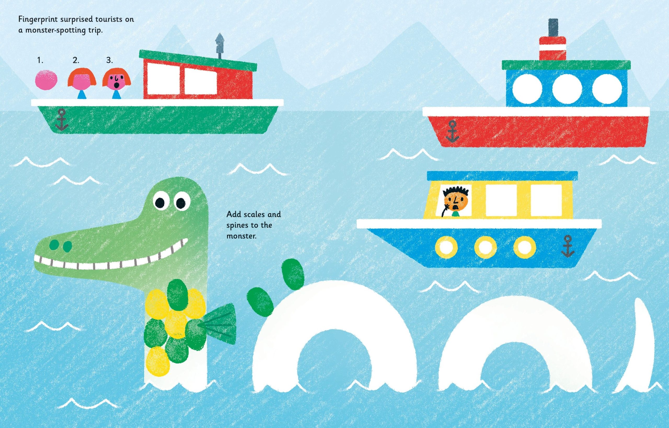 Carte de pictat cu degetele Fingerprint Activities Monsters, Usborne - imagine 2