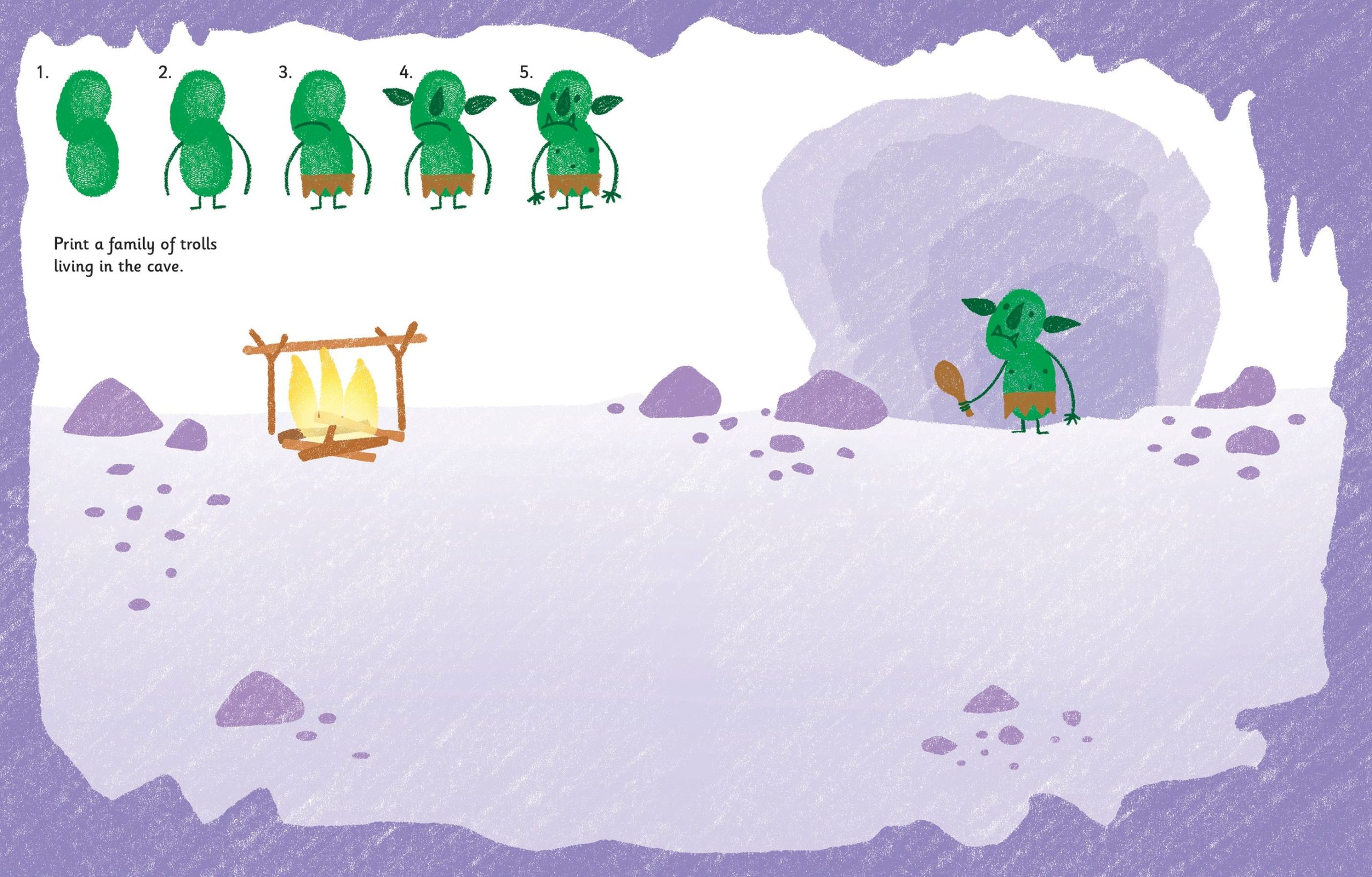 Carte de pictat cu degetele Fingerprint Activities Monsters, Usborne - imagine 3