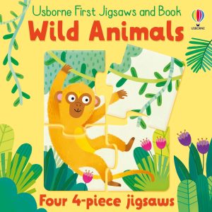 Carte si puzzle-uri de 4 piese Wild Animals, Usborne