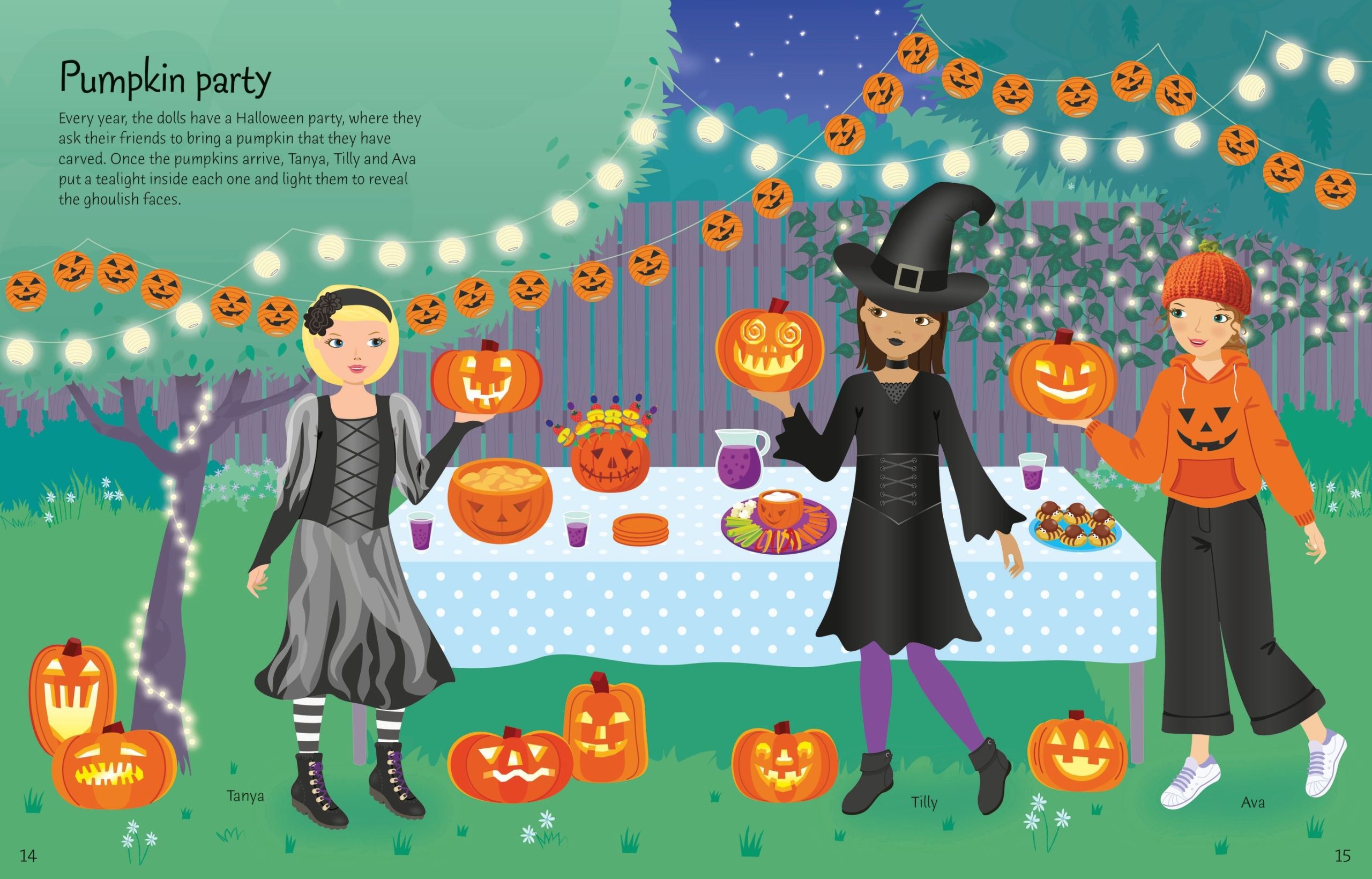 Carte cu sticker Dolly Dressing Halloween, Usborne - imagine 3