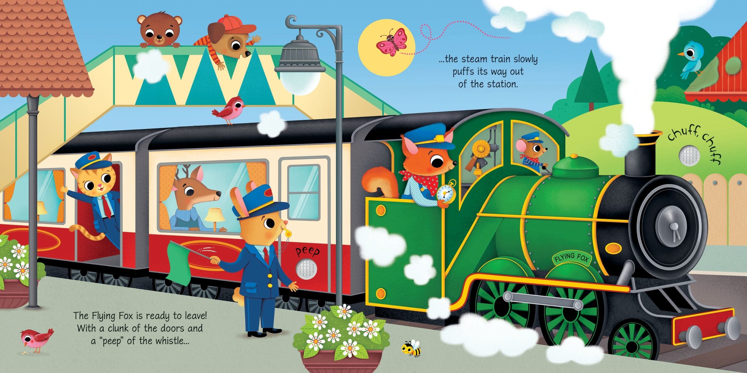 Trains sound book, carte cu sunete, Usborne - imagine 2