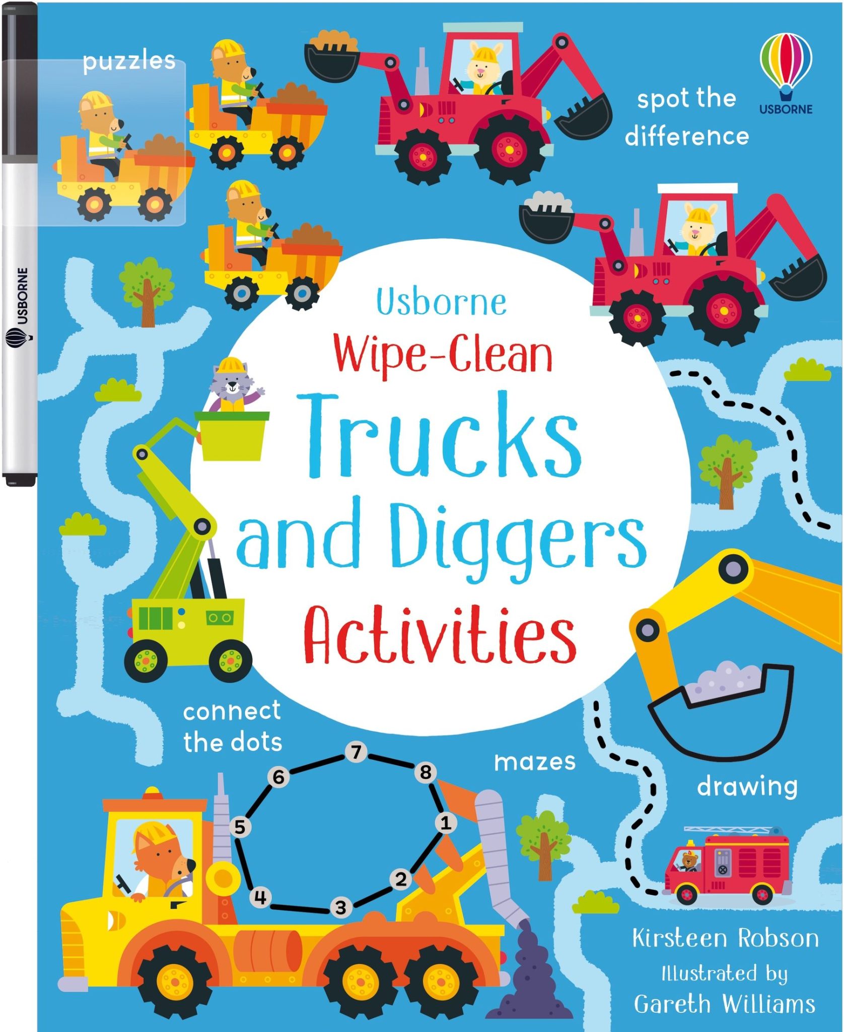 Wipe-Clean Trucks and Diggers Activities, caiet reutilizabil, Usborne ...