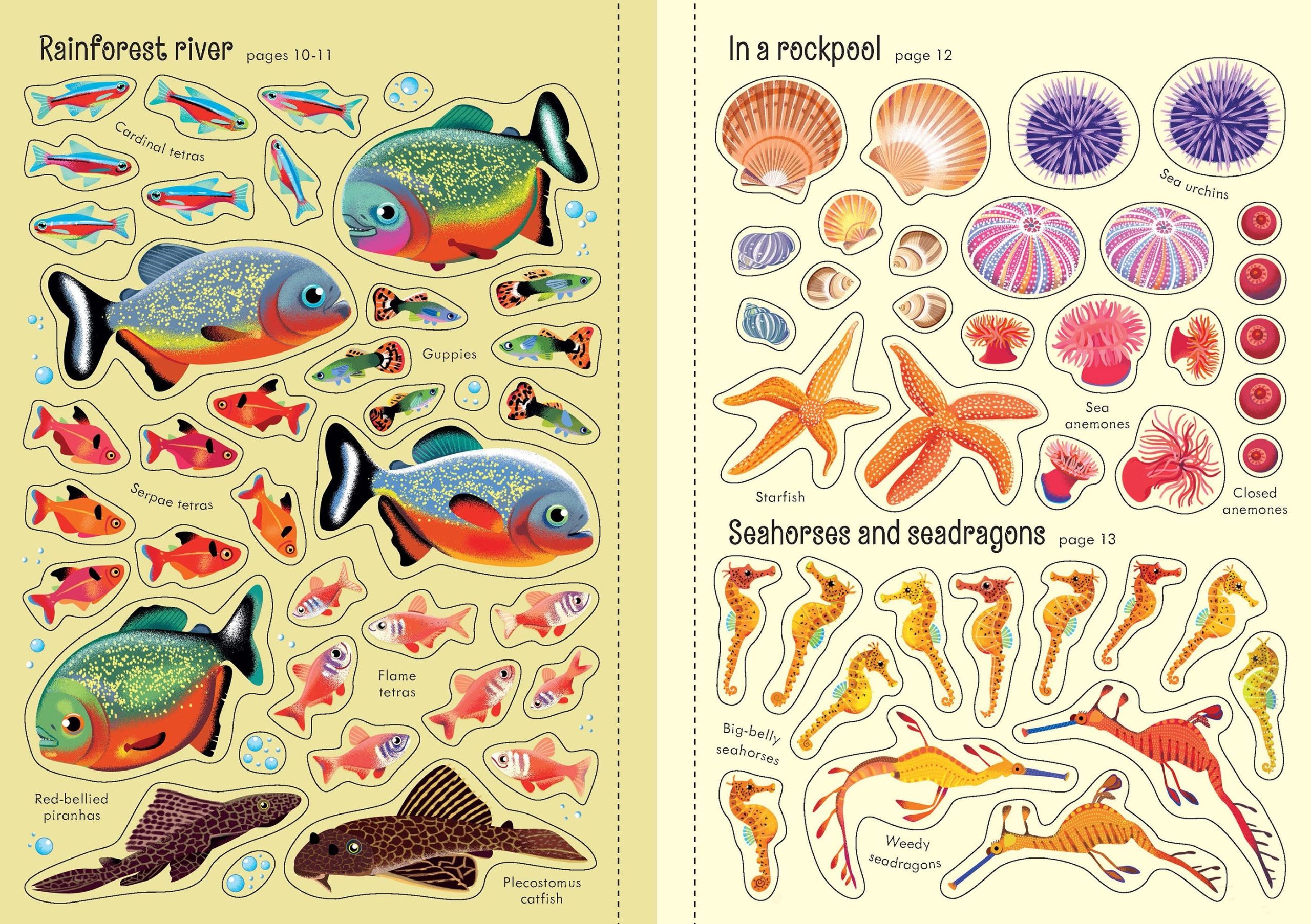 Carte cu stickere Little First Stickers Aquarium, Usborne - imagine 2