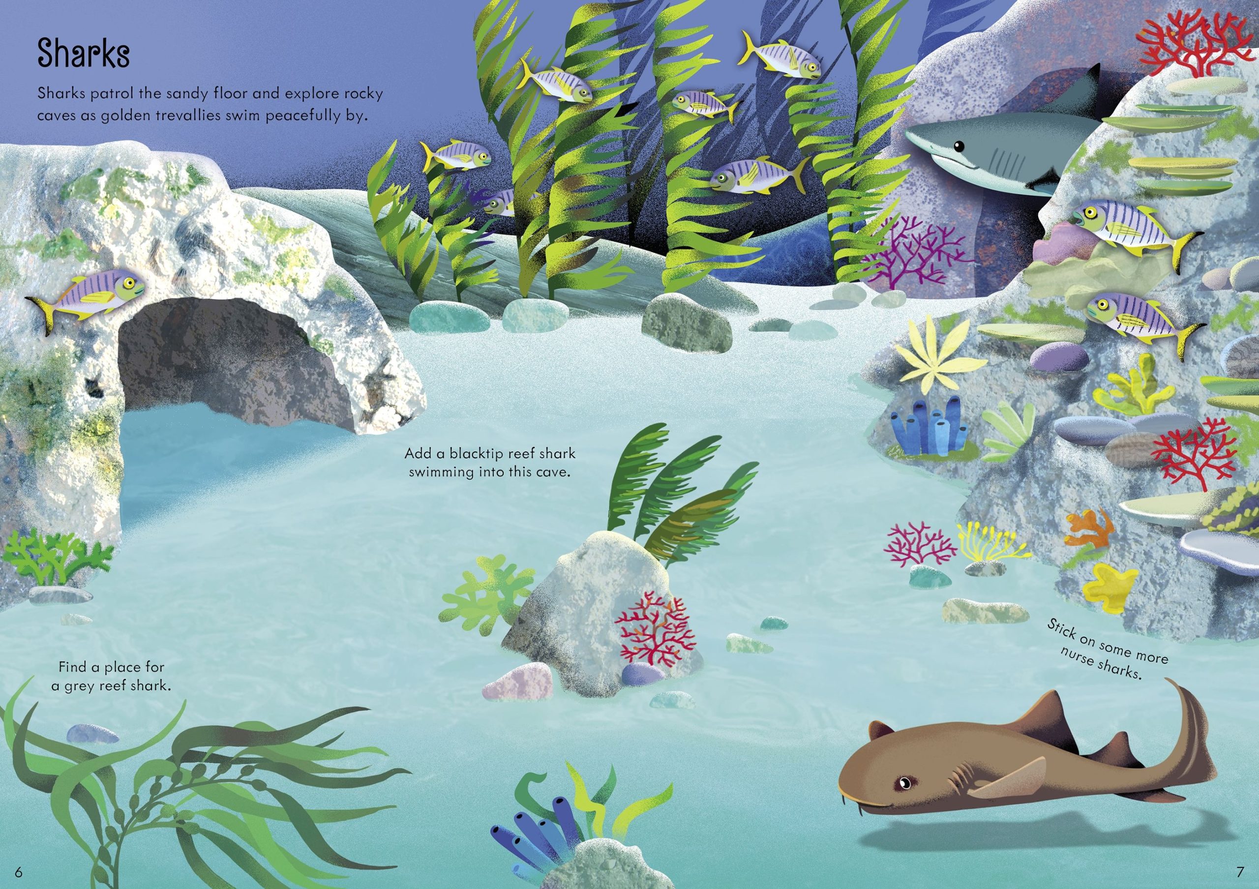 Carte cu stickere Little First Stickers Aquarium, Usborne - imagine 4