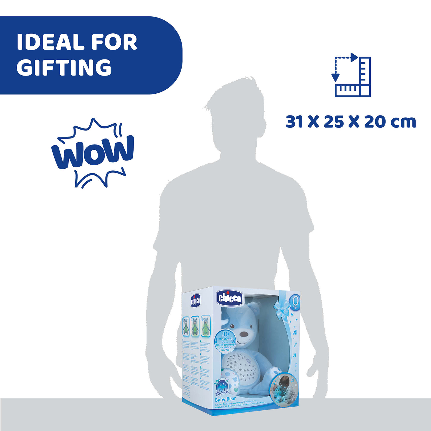 Jucarie cu proiectie Chicco Ursuletul bebelus, albastra, 0luni+ - imagine 8