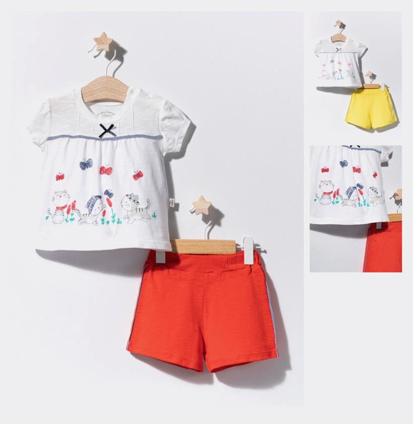 Compleu 2 piese cu pisicute pentru bebelusi, Tongs baby - imagine 2