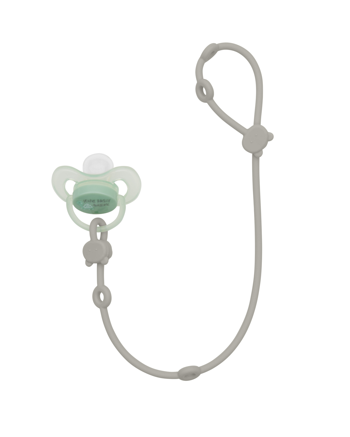 Lantisor suzeta bebelusi din silicon alimentar, Platinum Sand - imagine 4