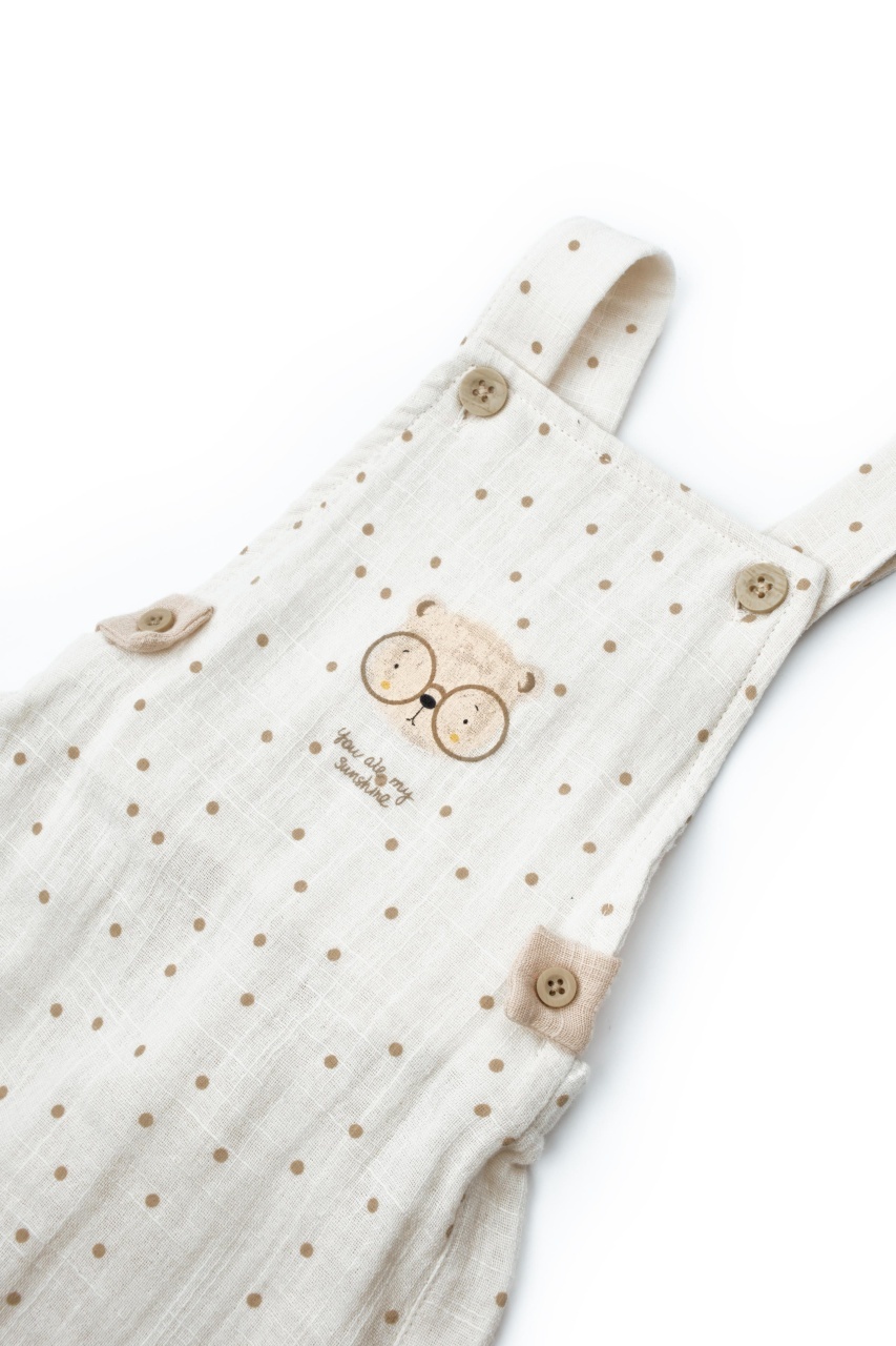 Salopeta cu palariuta TeddyBear, BabyCosy, 100% bumbac organic - imagine 4