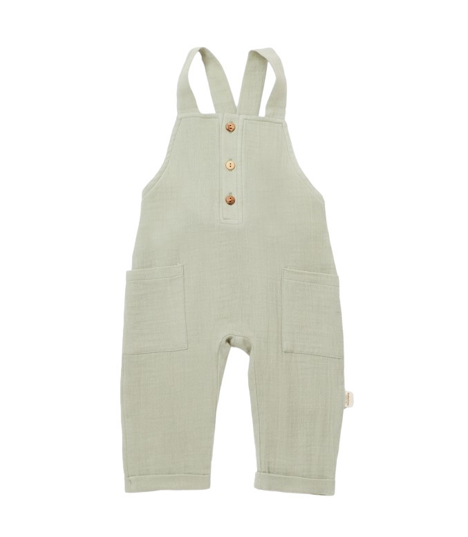 Salopeta de vara cu buzunare din muselina, BabyCosy, 100% bumbac organic - imagine 15
