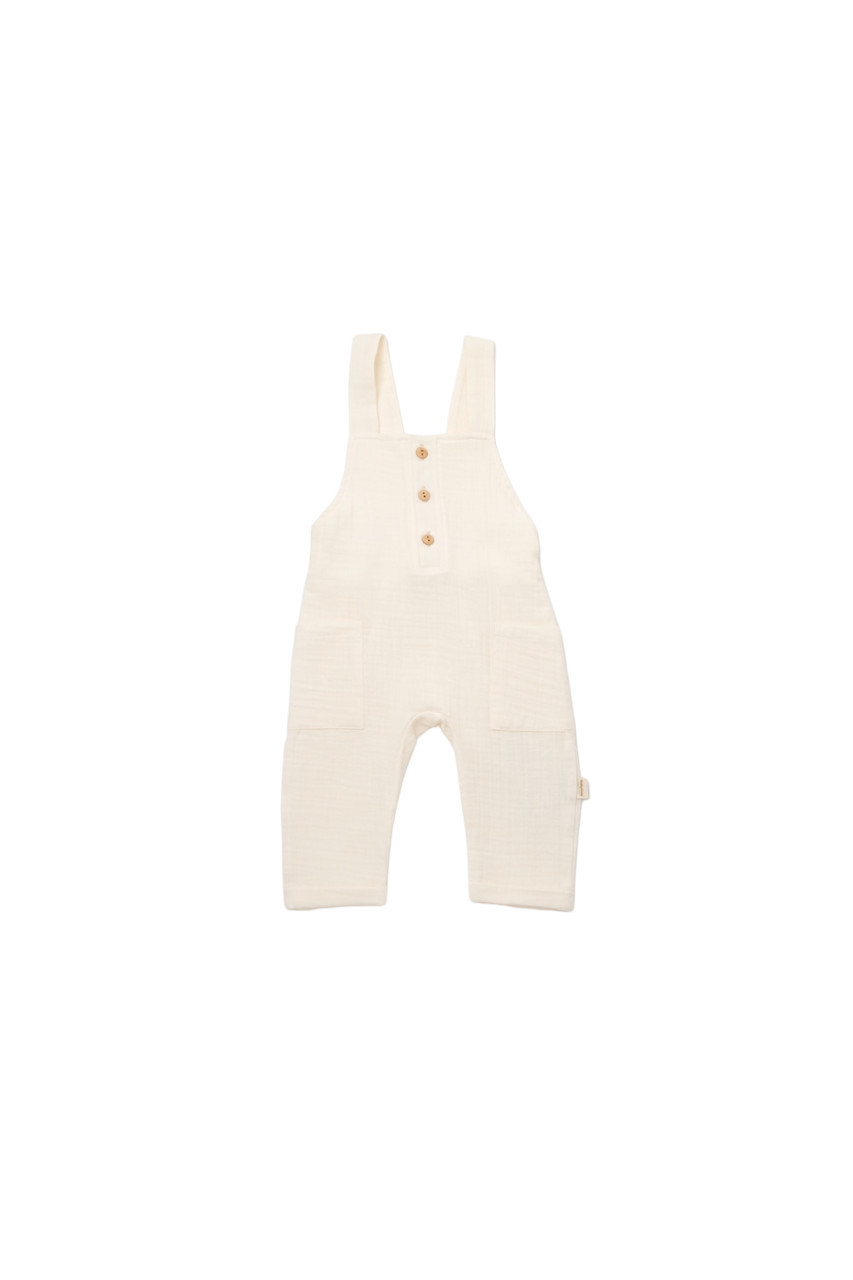 Salopeta de vara cu buzunare din muselina, BabyCosy, 100% bumbac organic - imagine 9