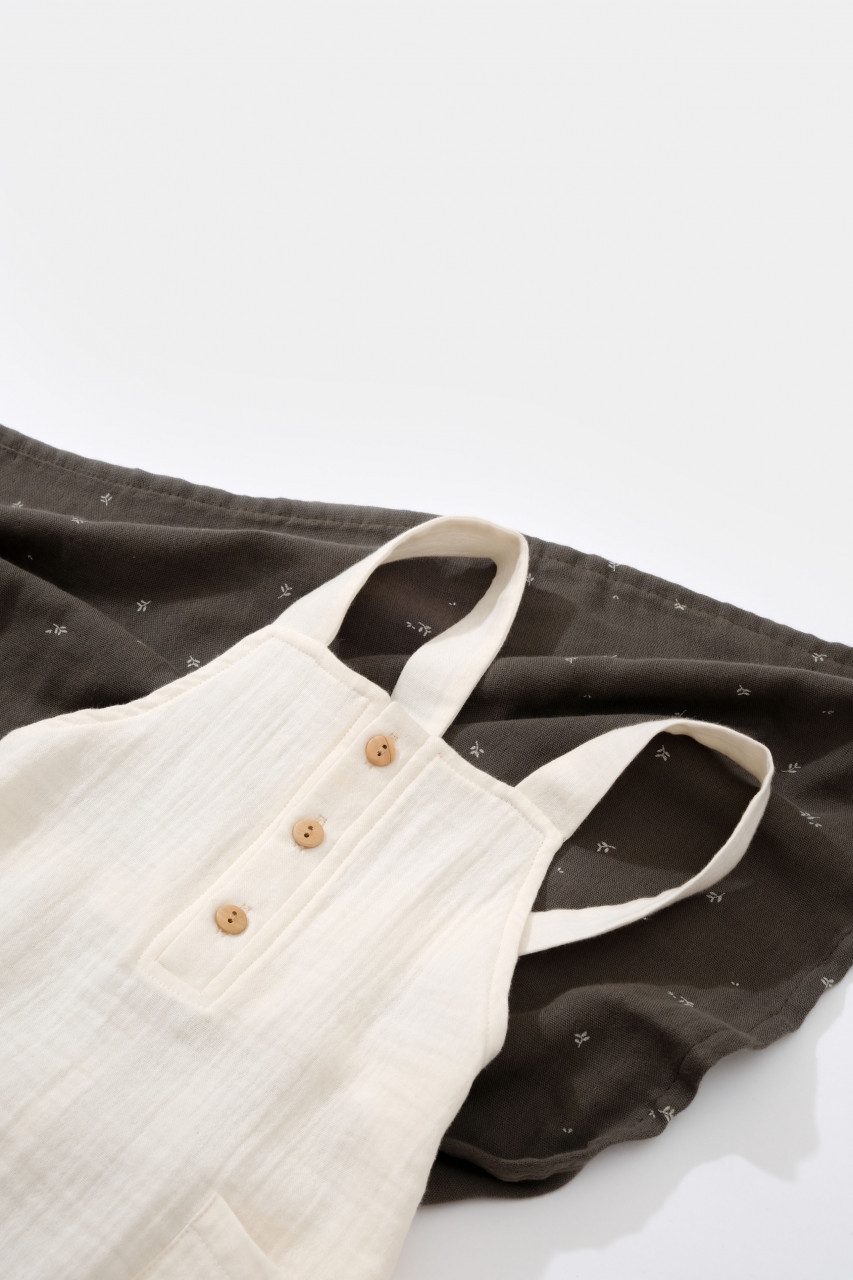 Salopeta de vara cu buzunare din muselina, BabyCosy, 100% bumbac organic - imagine 12