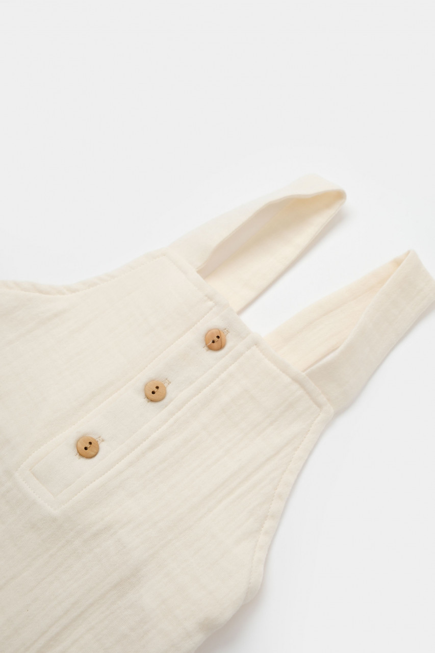 Salopeta de vara cu buzunare din muselina, BabyCosy, 100% bumbac organic - imagine 13