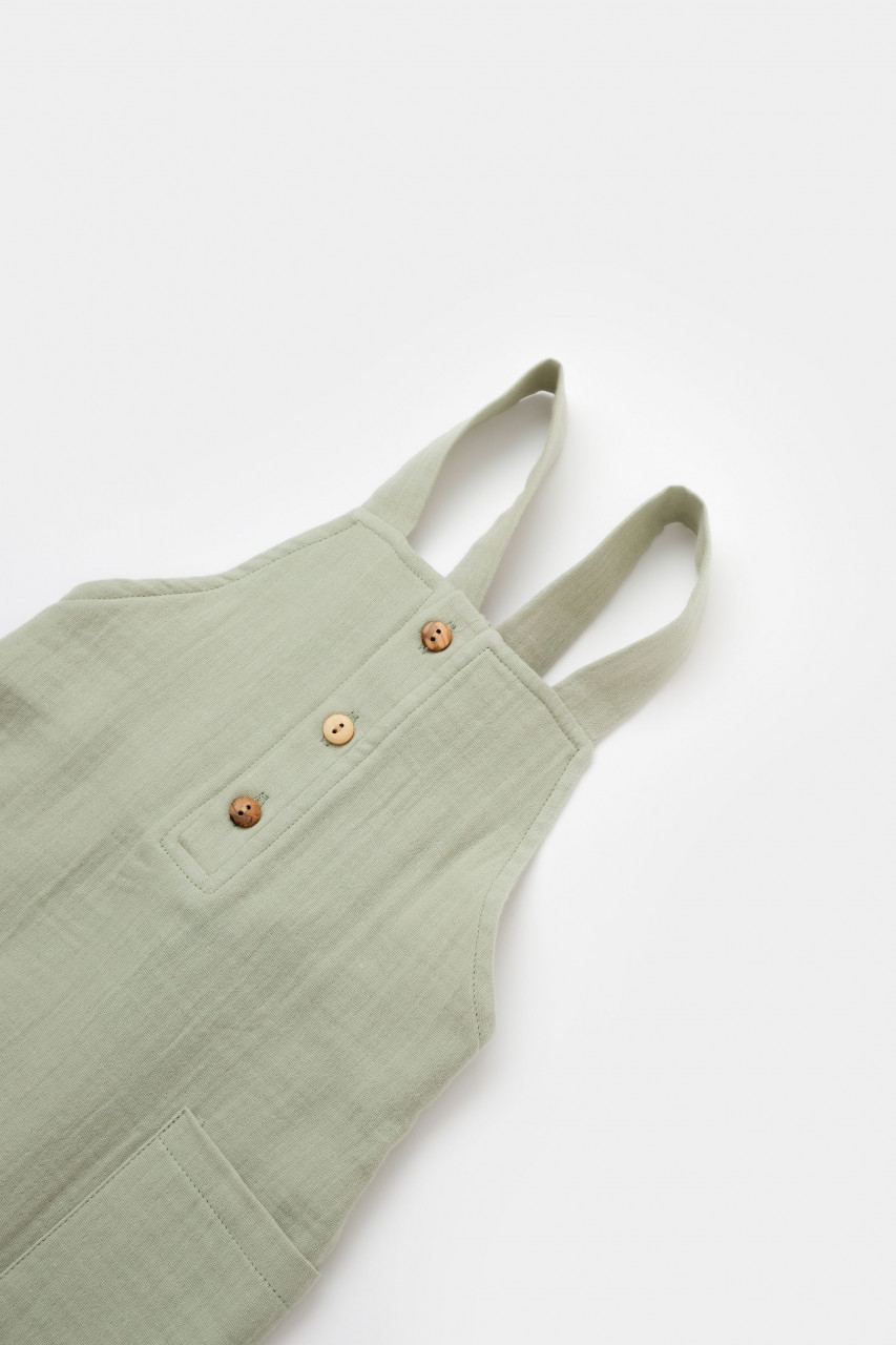 Salopeta de vara cu buzunare din muselina, BabyCosy, 100% bumbac organic - imagine 19