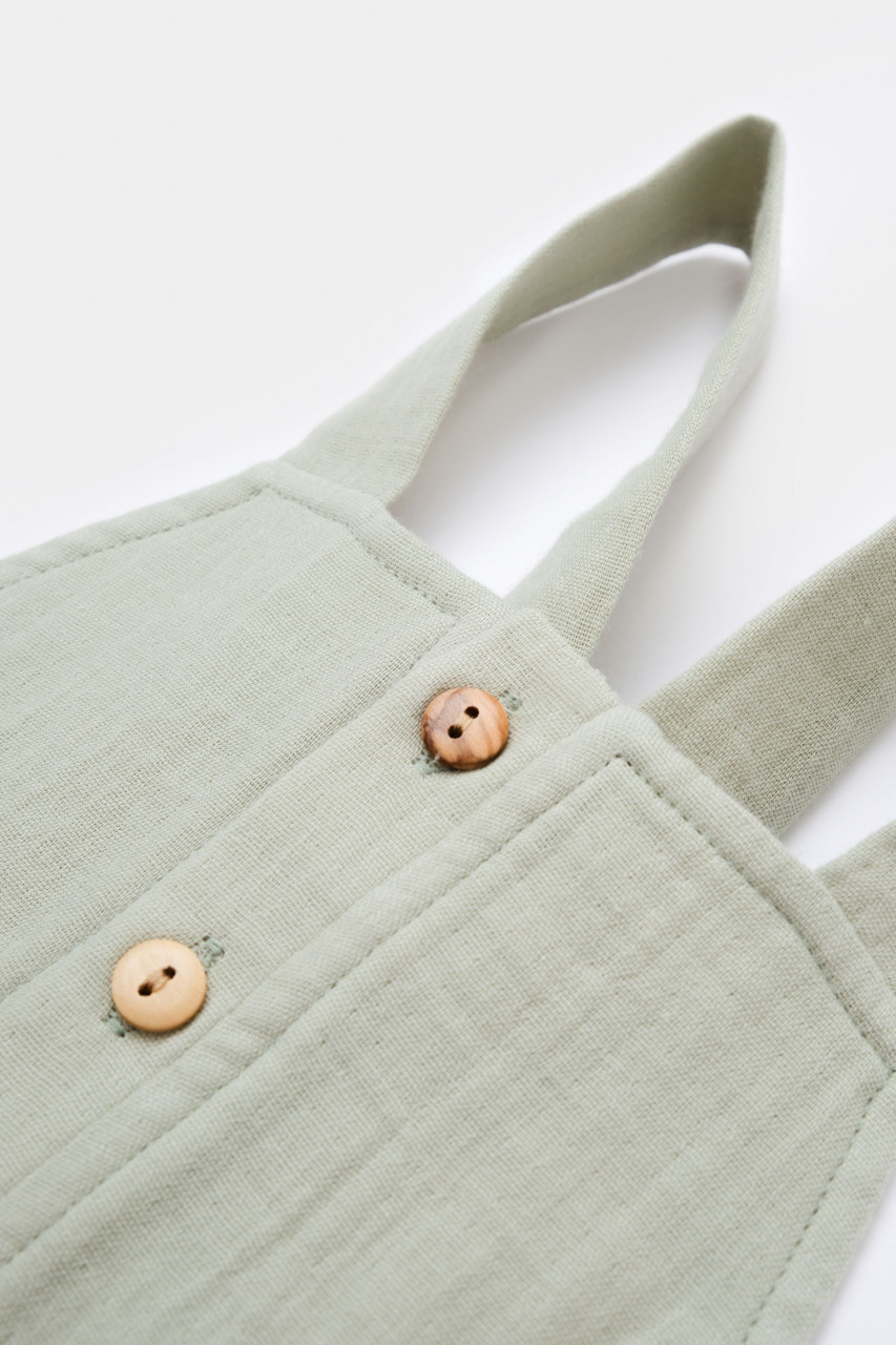 Salopeta de vara cu buzunare din muselina, BabyCosy, 100% bumbac organic - imagine 20