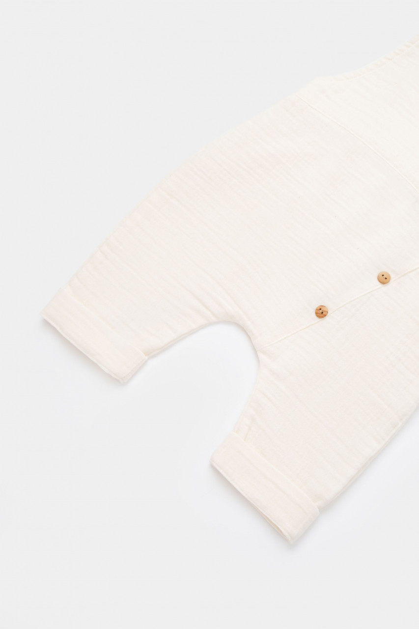 Salopeta de vara cu pantaloni lungi din muselina, BabyCosy, 100% bumbac organic - imagine 20