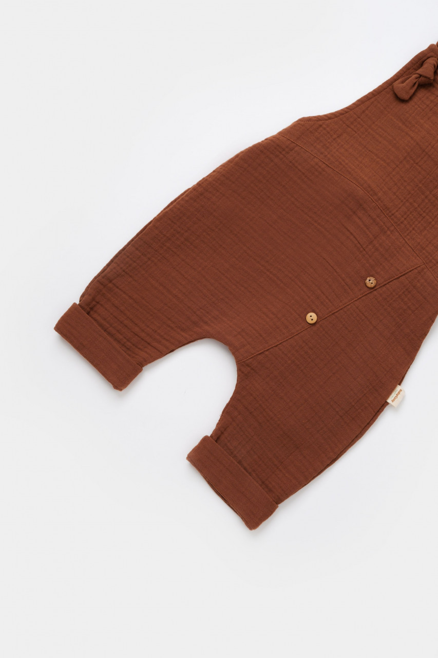 Salopeta de vara cu pantaloni lungi din muselina, BabyCosy, 100% bumbac organic - imagine 11