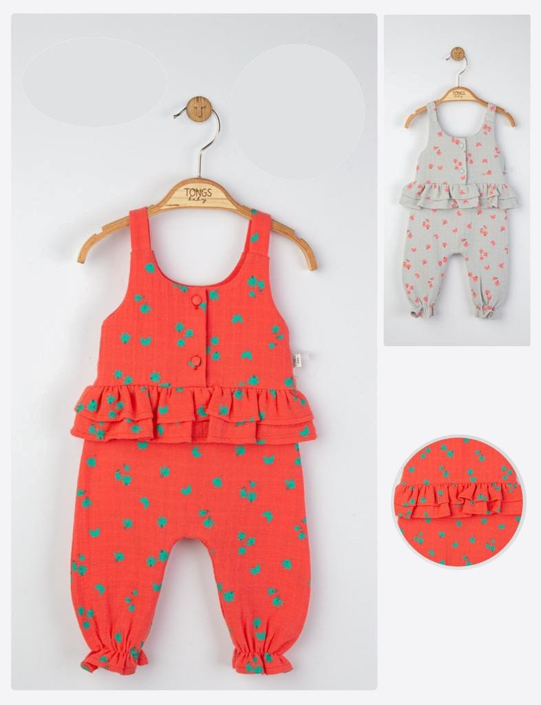 Salopeta de vara din muselina pentru bebelusi Natural, Tongs baby - imagine 2