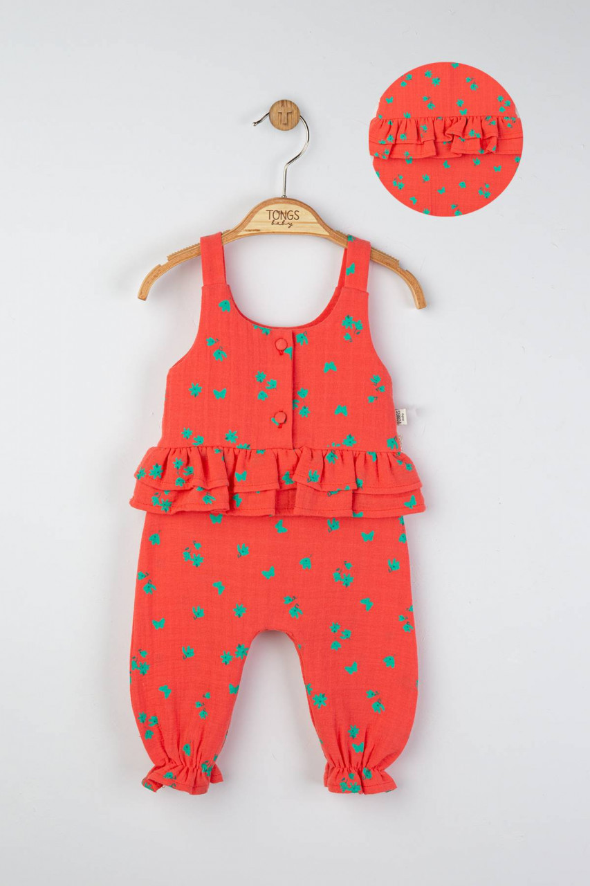 Salopeta de vara din muselina pentru bebelusi Natural, Tongs baby - imagine 3