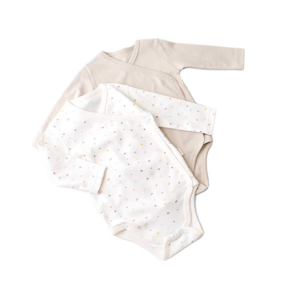 Set 2 body-uri cu maneca lunga petreceute bebe unisex -100% bumbac organic - imagine 3