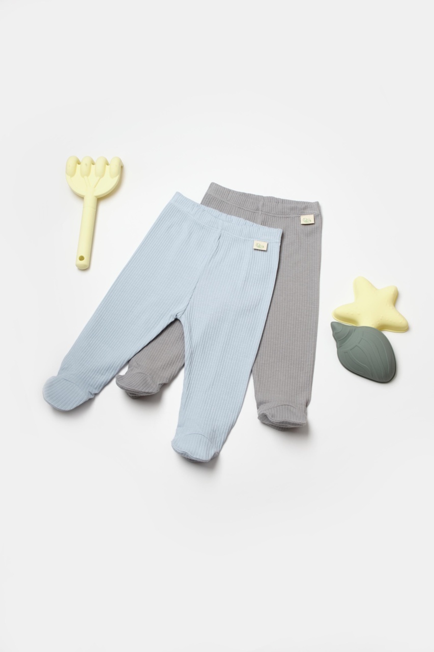 Set 2 pantaloni cu botosei Bamboo - BabyCosy, 50%bumbac+50% bambus