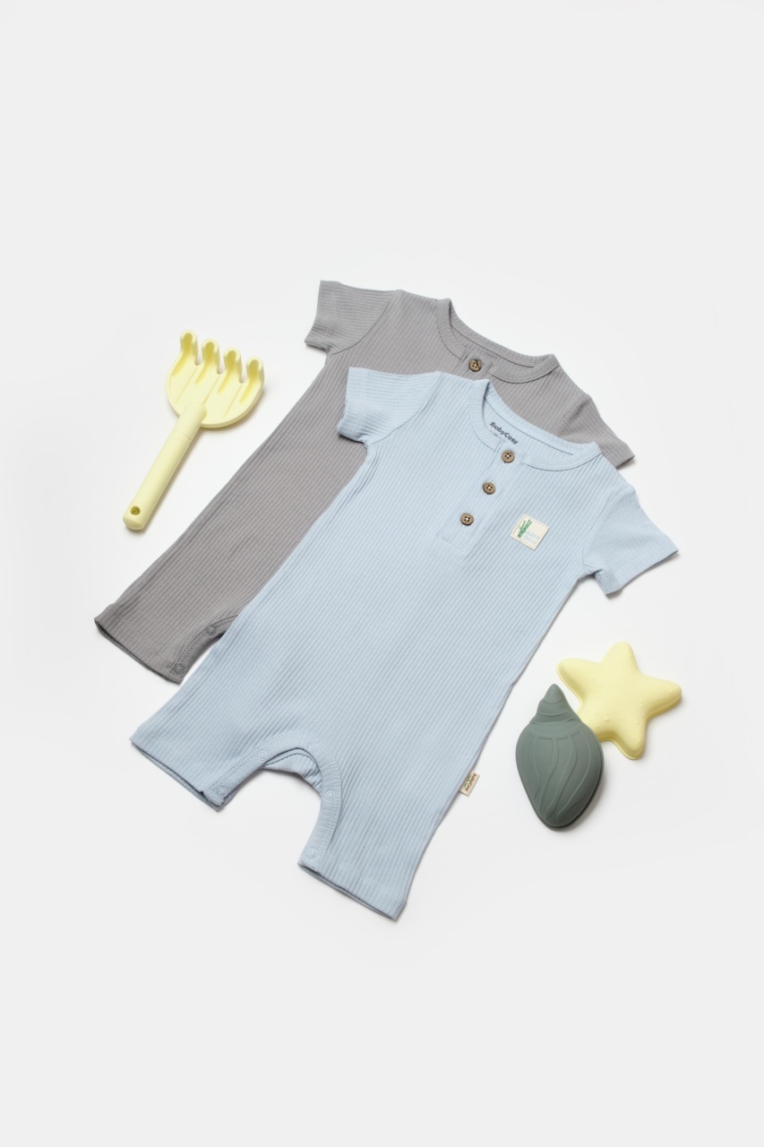 Set 2 salopete scurte Bamboo, BabyCosy, 50%bumbac+50% bambus
