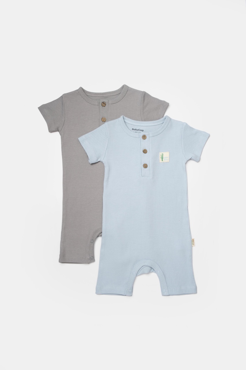 Set 2 salopete scurte Bamboo, BabyCosy, 50%bumbac+50% bambus - imagine 2