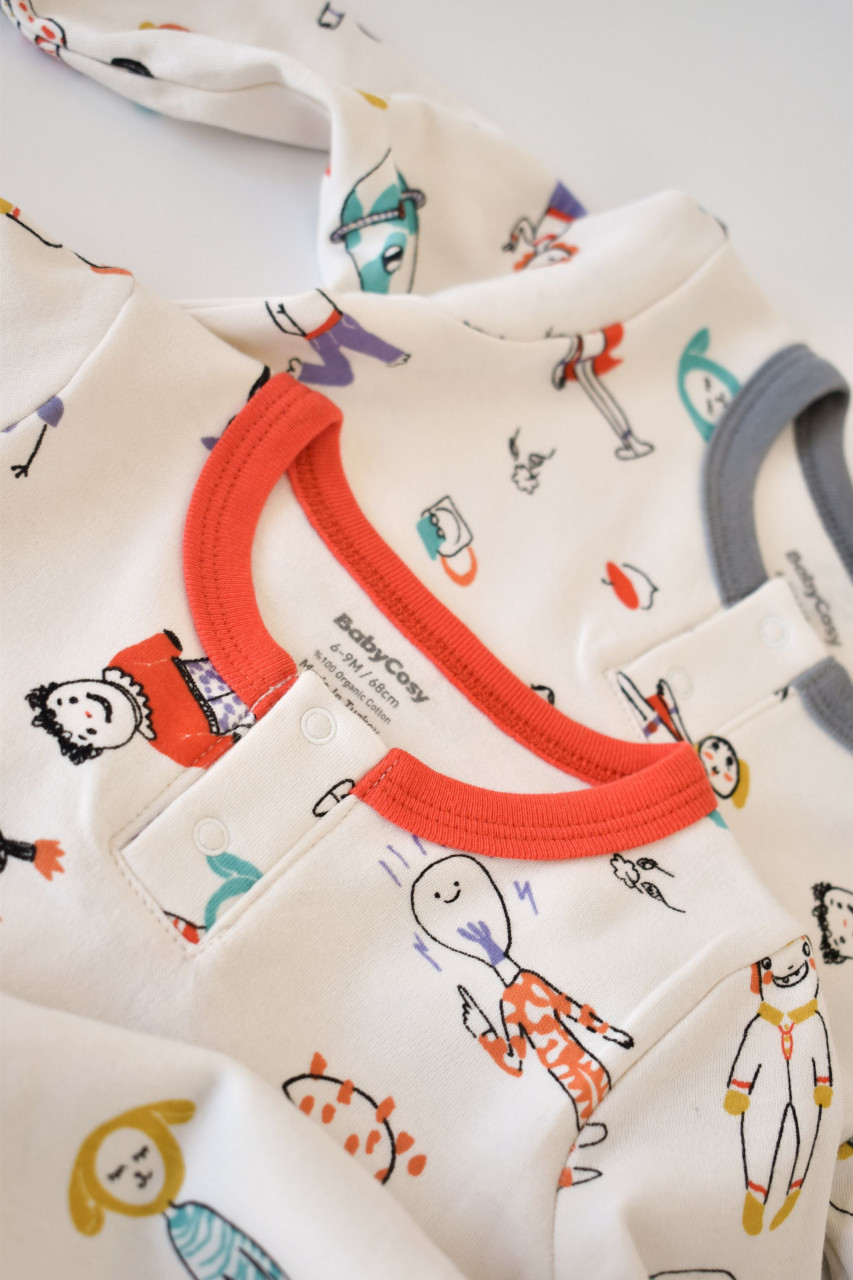 Set 2 salopetele cu maneca lunga si pantaloni lungi - 100%bumbac organic - imagine 15