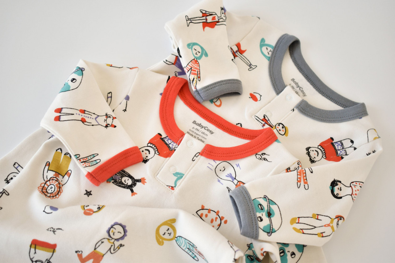 Set 2 salopetele cu maneca lunga si pantaloni lungi - 100%bumbac organic - imagine 16