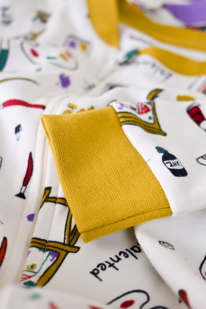 Set 2 salopetele cu maneca lunga si pantaloni lungi cu fermoar - 100%bumbac organic - BabyCosy - imagine 6