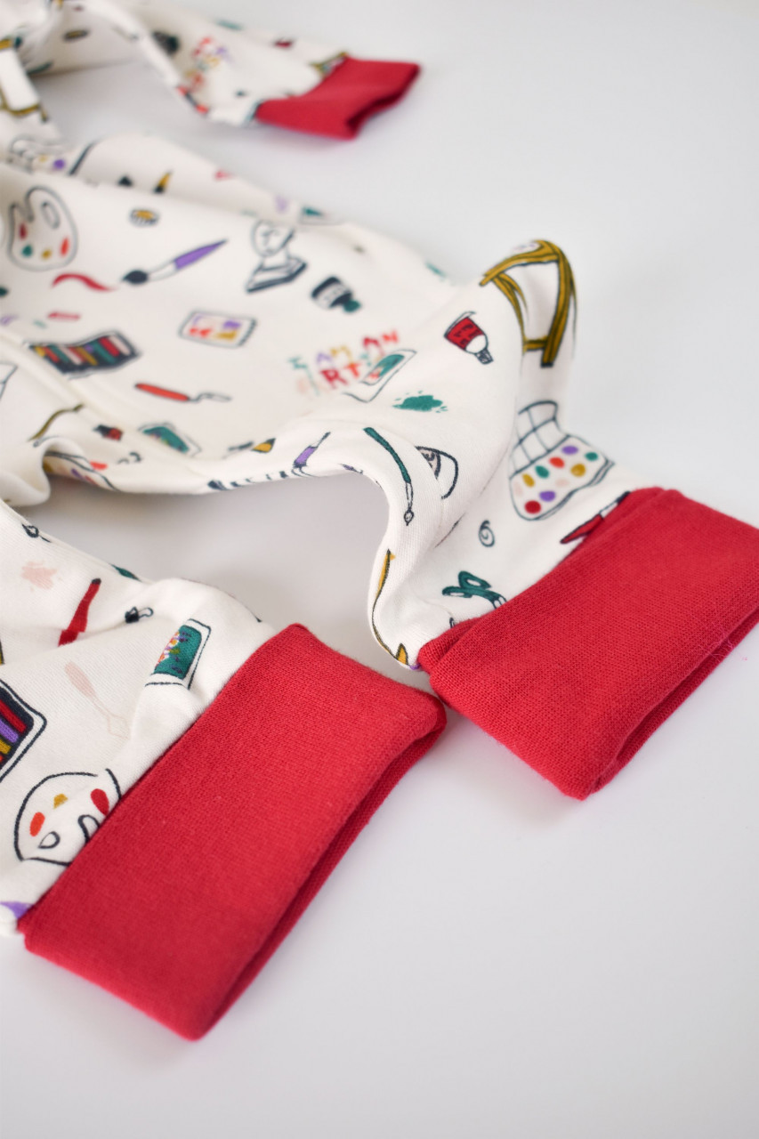 Set 2 salopetele cu maneca lunga si pantaloni lungi cu fermoar - 100%bumbac organic - BabyCosy - imagine 19