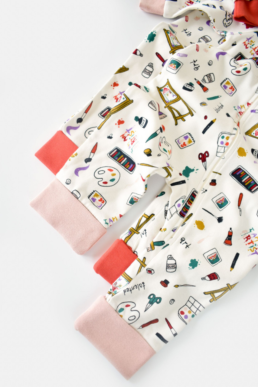 Set 2 salopetele cu maneca lunga si pantaloni lungi cu fermoar - 100%bumbac organic - BabyCosy - imagine 13