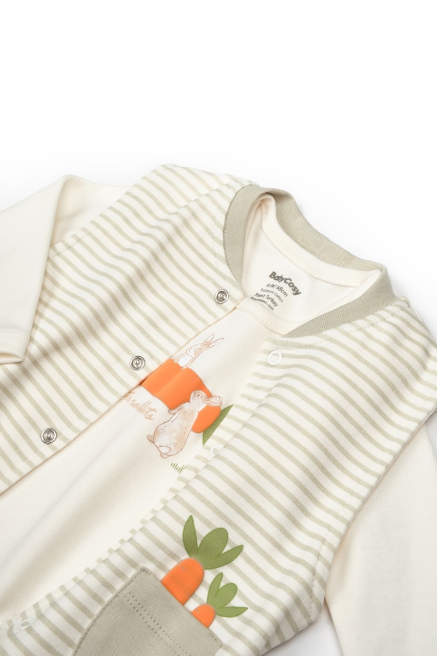Set 3 piese: body, pantalon si vesta Rabbit, 100% bumbac organic, BabyCosy - imagine 7
