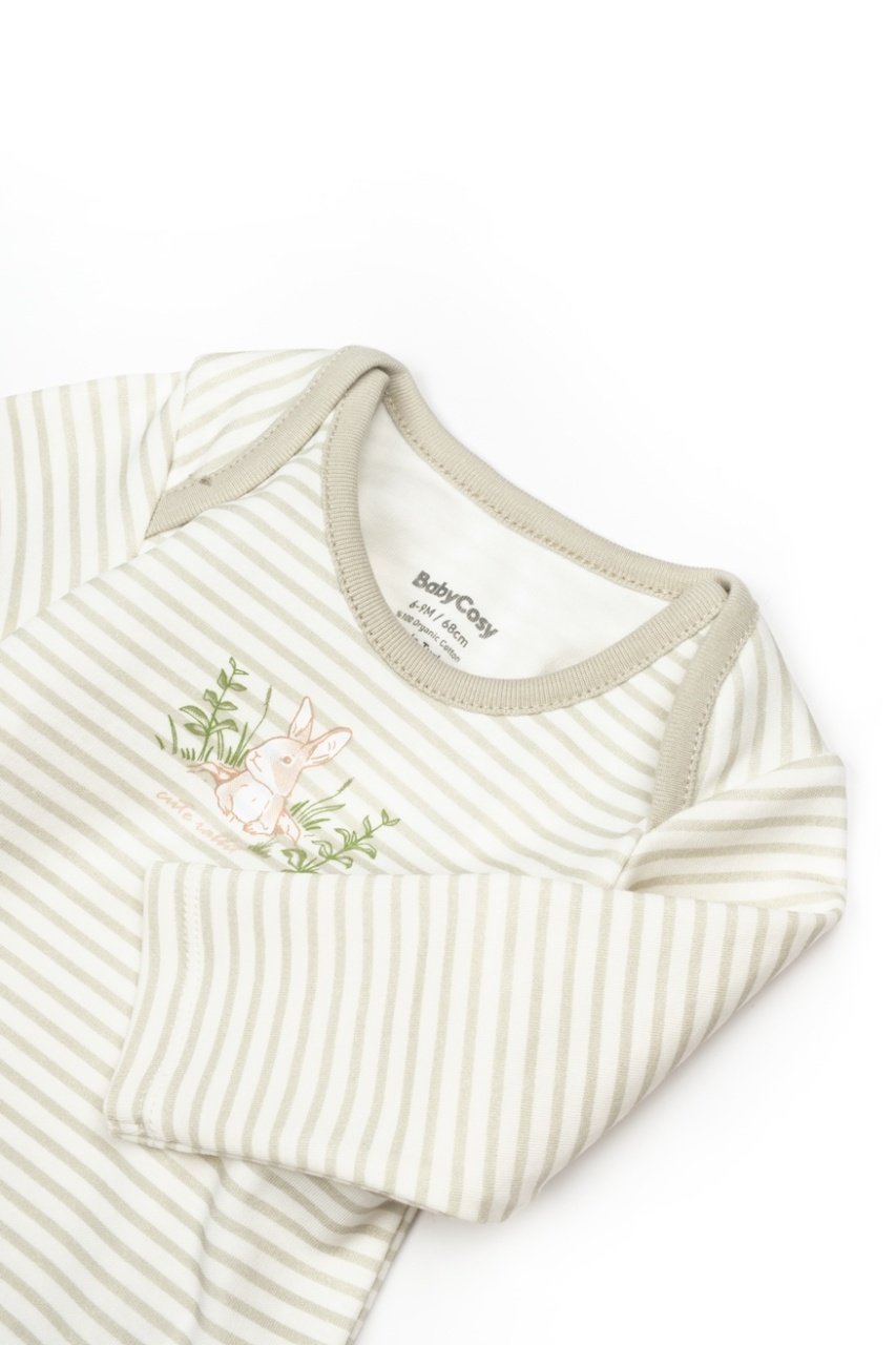 Set 3 piese:body, pantaloni si baveta Rabbit, BabyCosy, 100% bumbac - imagine 6