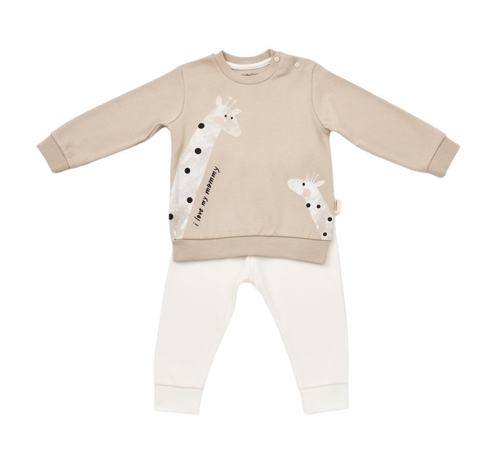 Set bluzita cu maneca lunga si pantaloni lungi cu buline Girafa, BabyCosy, 100% bumbac organic - imagine 10