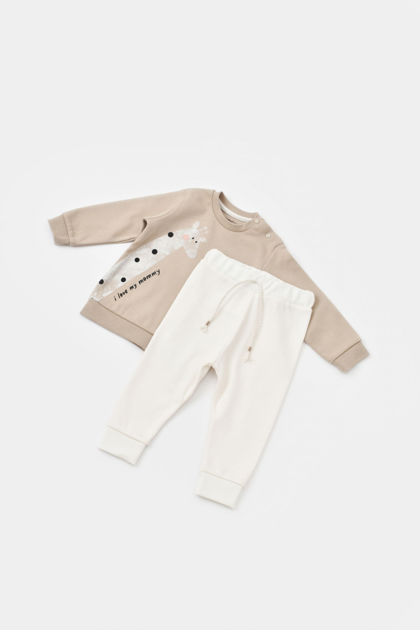 Set bluzita cu maneca lunga si pantaloni lungi cu buline Girafa, BabyCosy, 100% bumbac organic - imagine 17