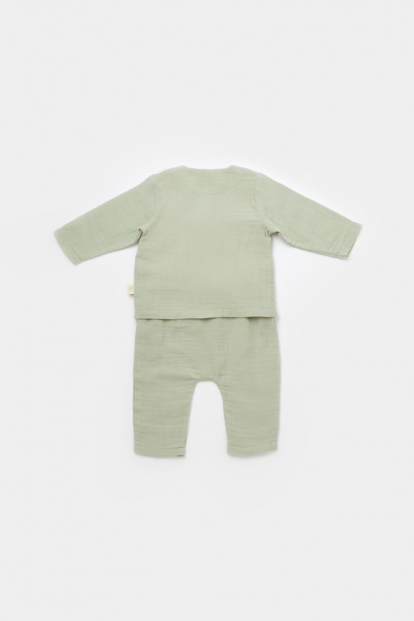 Set bluzita petrecuta si pantaloni lungi din muselina, BabyCosy, 100% bumbac organic - imagine 20