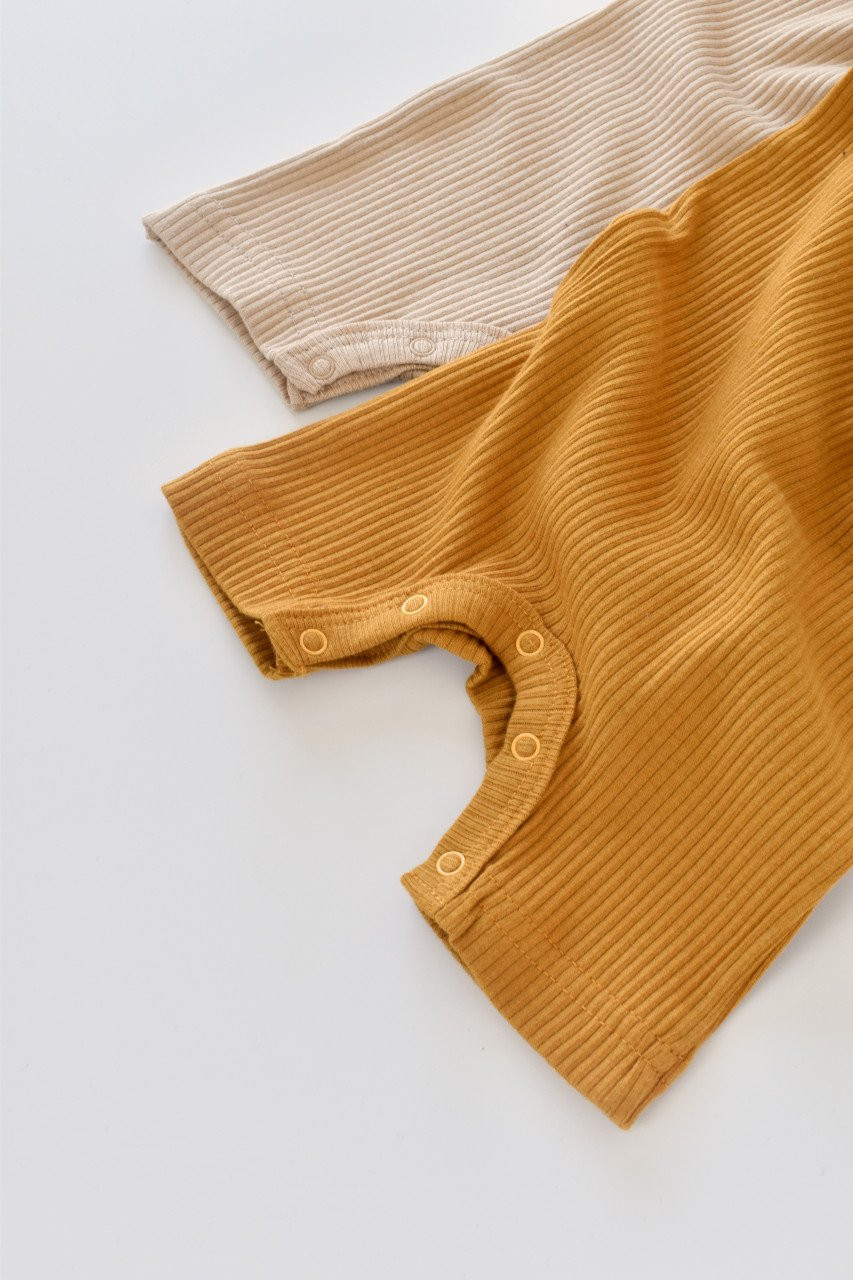 Set de 2 salopetele cu maneca scurta din bumbac organic si modal - BabyCosy - imagine 14