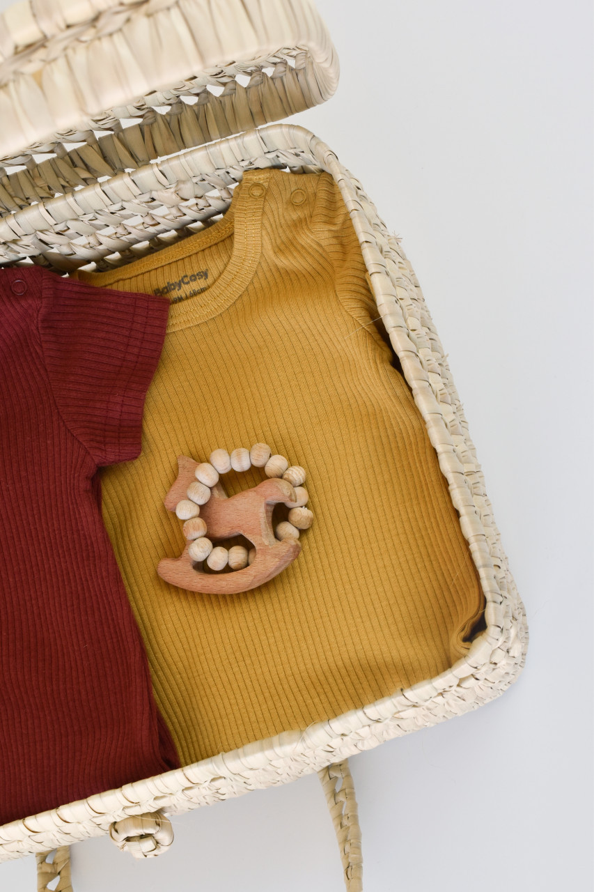 Set de 2 salopetele cu maneca scurta din bumbac organic si modal - BabyCosy - imagine 7